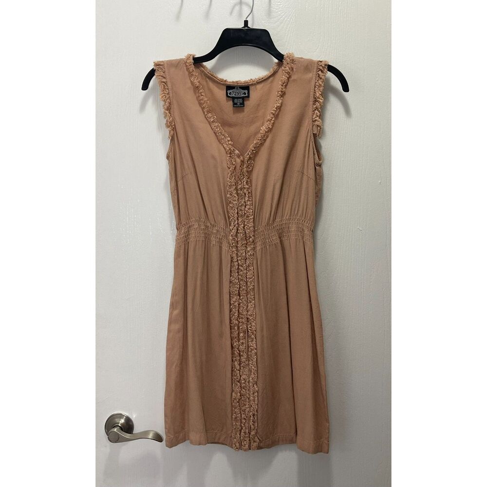 Angie Women's Beige Fringed V-Neck Mini Dress